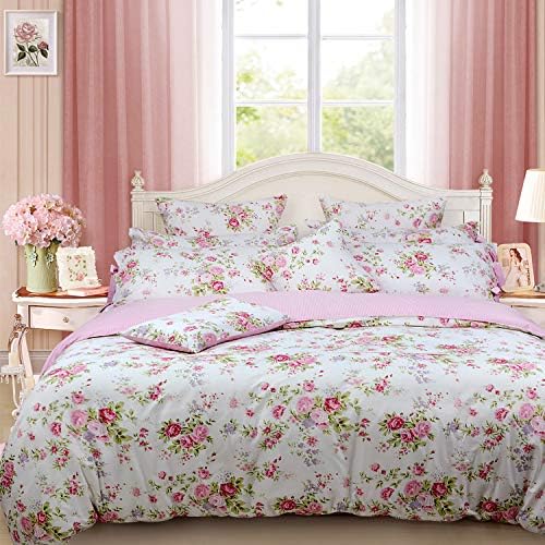 FADFAY Rose Floral Duvet Cover Set 3 Pieces Twin XL