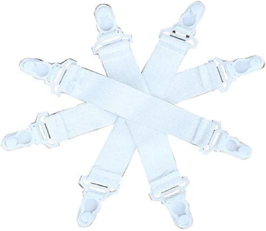 8 Pack Bed Sheet Fastener with Plastic Clasp and Elastic Band