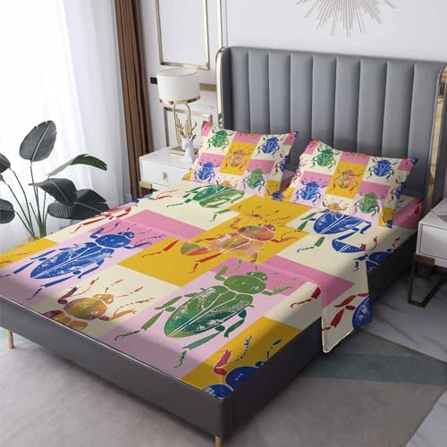 Fizzenobia Bug Sheets Twin XL Set - Kids Bedding Decor