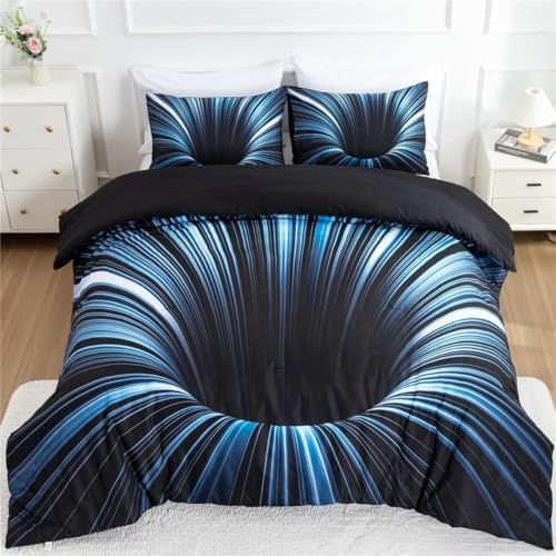 NTBED 3D Geometric Comforter Set for Kids Boys Teens Blue Twin
