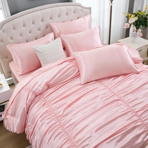 Bedorm 9 Pc Full Size Satin Comforter Set