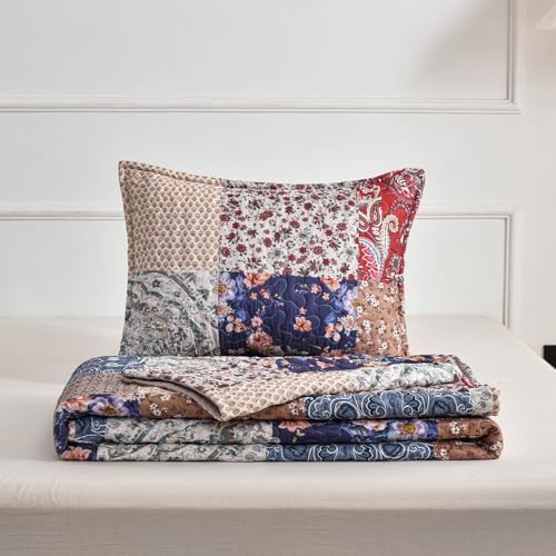 DURLENGEN Floral Quilt Set Queen Size 3Pcs