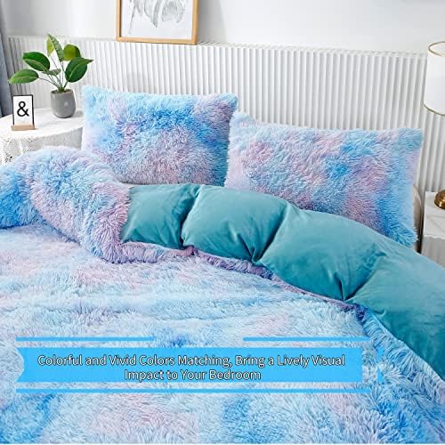 RYNGHIPY Fuzzy Faux Fur Duvet Cover Set Twin Size