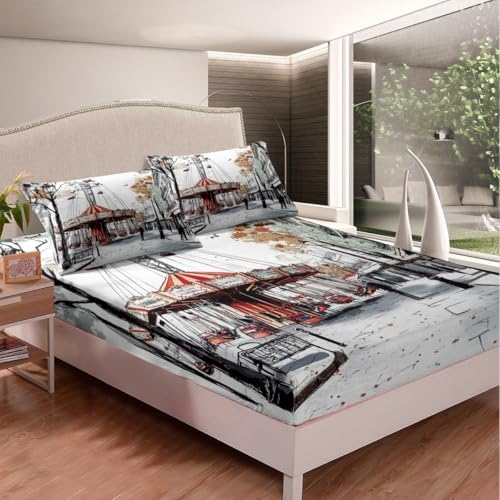 Erosebridal Retro Carousel Bed Sheets Set Twin