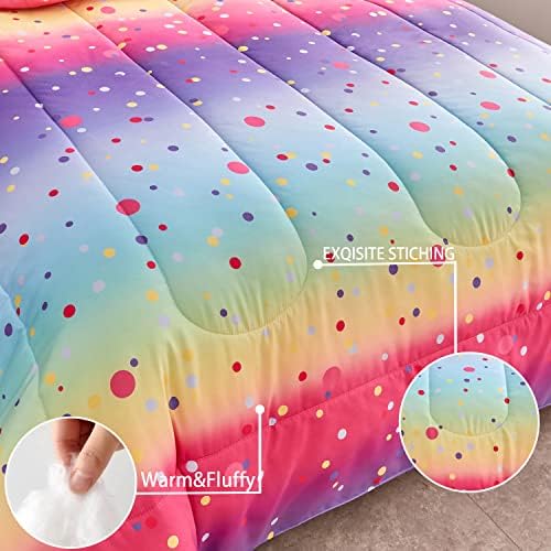 Yogeneg Rainbow Polka Dot Comforter Set Twin Size