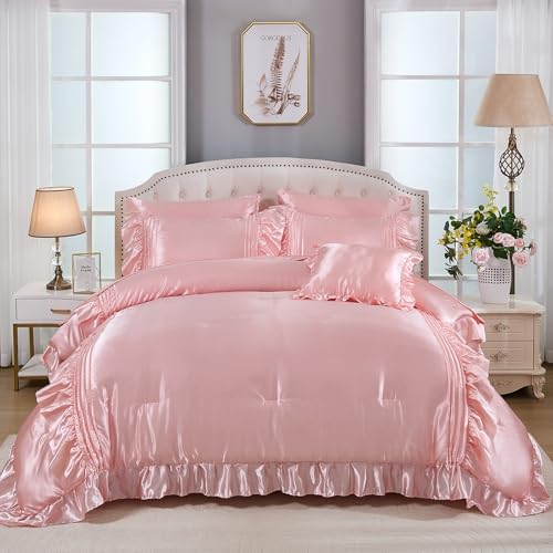 Bedbay Pink Satin 8-Piece Queen Comforter Set 1