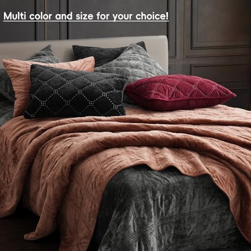 PHF Wine Red Velvet Quilt Set Twin Size