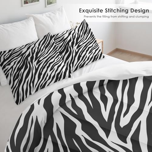 Pamnest Zebra Stripe Queen Comforter Set 3 Pcs