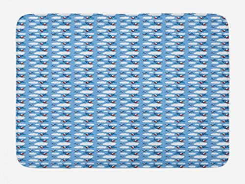 Ambesonne Blue Sky Bath Mat Plush Non-Slip Aircraft Decor