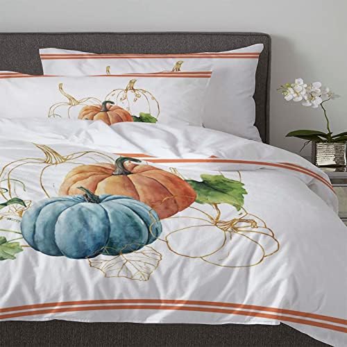 OComster Cal King Duvet Cover Set 3 Piece Pumpkin Striped