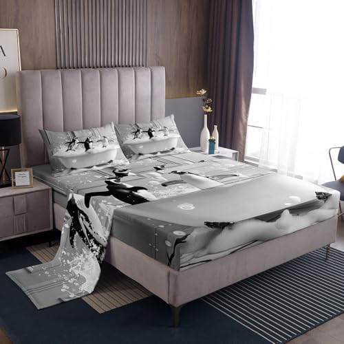 Manfei Cute Penguin Bed Sheet Set Twin Size 1