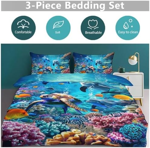 Lovira Ocean Animal 3D Print Comforter Set with Pillowcases