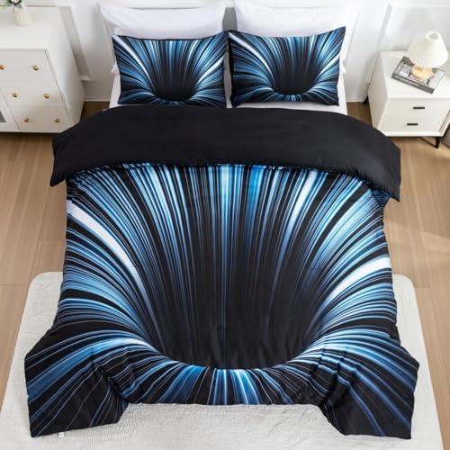 NTBED 3D Geometric Comforter Set for Kids Boys Teens Blue Twin