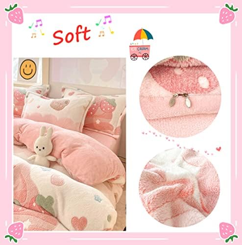 CinYana Pink Strawberry Duvet Cover Set