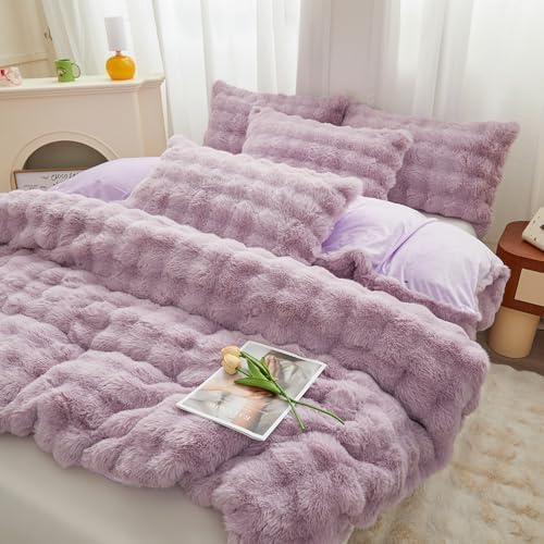 Roscloud Rabbit Plush Duvet Cover Set 3PC Twin