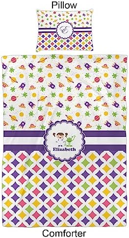Personalized Girls Space Geometric Print Comforter Set Twin XL