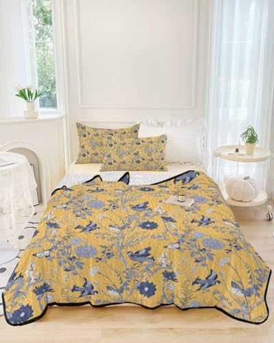 Yellow Floral Farmhouse Quilt Set Twin XL