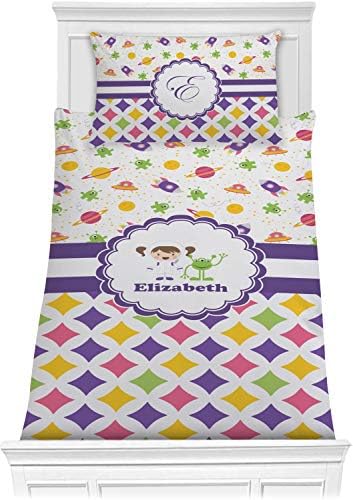 Personalized Girls Space Geometric Print Comforter Set Twin XL