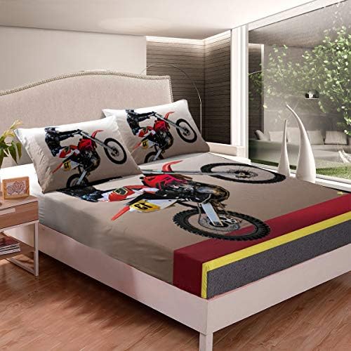 Feelyou 3D Dirt Bike Sheet Set for Kids Boys