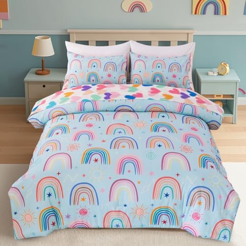 Holawakaka Boho Rainbow Comforter Set with Sheets