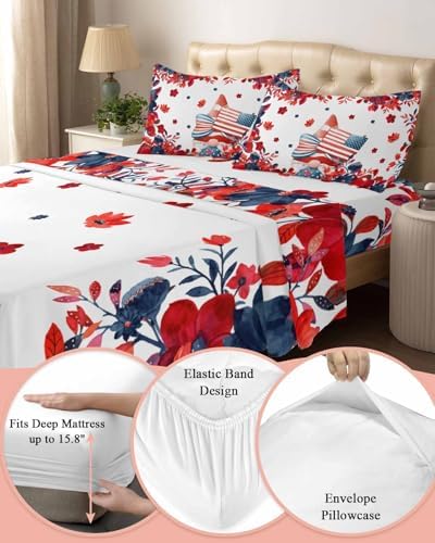 Boanket 4th of July Gnomes Cal King Sheet Set 4 Piece