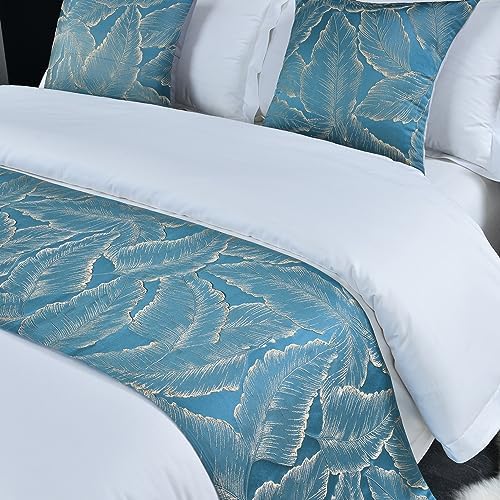 Twelves Leaf Pattern Bedrunner Set Luxury King Protector Slipcover