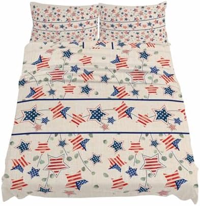 Boanket Cal King Sheet Set 4th of July 4 Piece Microfiber Bedding