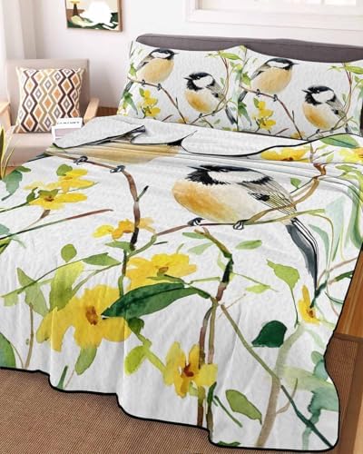 Chucoco Twin XL Quilt Bedding Set with Soft Coverlet and Pillow Shams