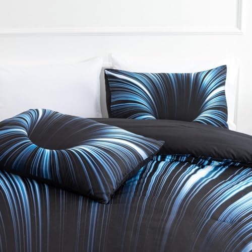 NTBED 3D Geometric Comforter Set for Kids Boys Teens Blue Twin
