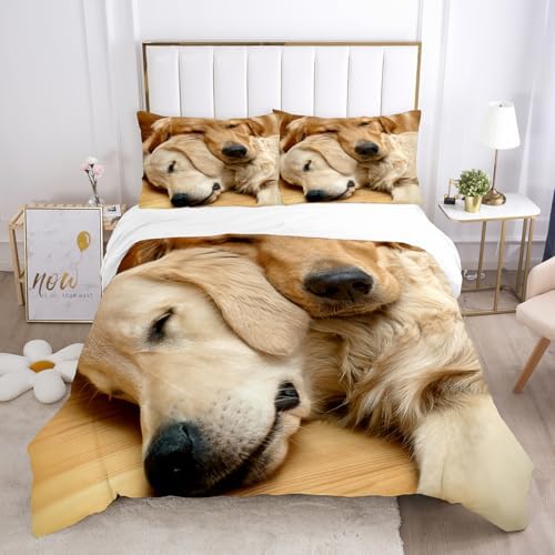 3D Animal Bedding Set King Size Golden Retriever