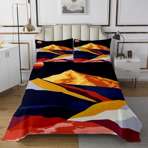 Erosebridal Mid Century Modern Moon Print Coverlet Set