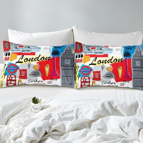 Feelyou London Themed Fitted Sheet Set Kids 1