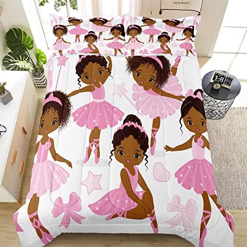 SIRDO Queen Comforter Set for Girls with Ballet Dancer Design
