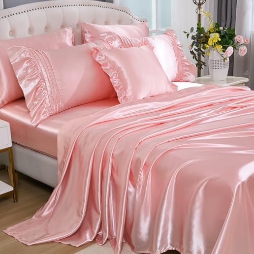 Bedbay Pink Satin 8-Piece Queen Comforter Set 1