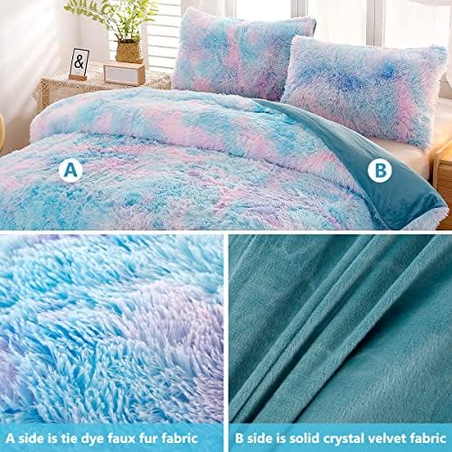 SUCSES Tie Dye Plush Duvet Cover Set Full Size