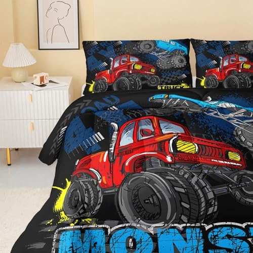 QOOMO Truck Comforter Set for Kids Twin Size