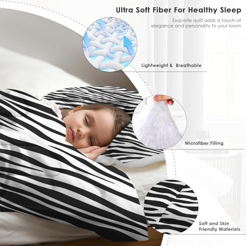 Pamnest Zebra Stripe Queen Comforter Set 3 Pcs