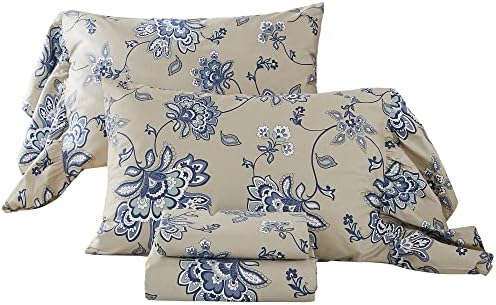 ABREEZE Girls Paisley Printed Bed Sheet Set CalKing Size 4 Piece