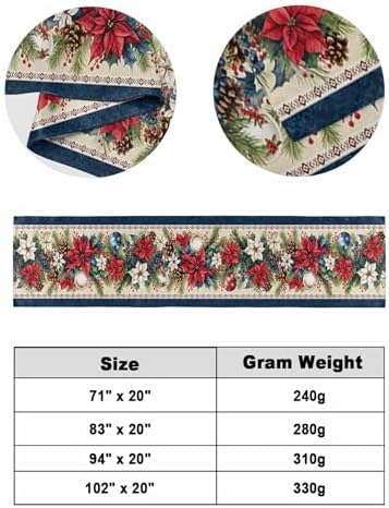 Chucoco Red Poinsettia Bed Runner Scarf Queen Size