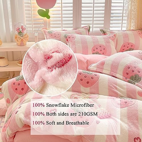 OranFran Pink Strawberry Kids Duvet Cover Set Queen 1