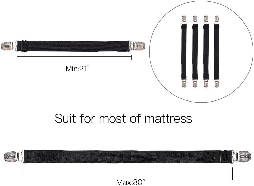 Goodtimes Adjustable Bed Sheet Clips 21-80 Heavy Duty Stretch Fasteners