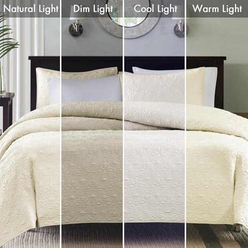 Madison Park Quebec Quilt Set - 2 Piece Cream Damask