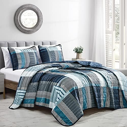 ESCA 3-Piece Reversible Checker Quilt Set Queen Size