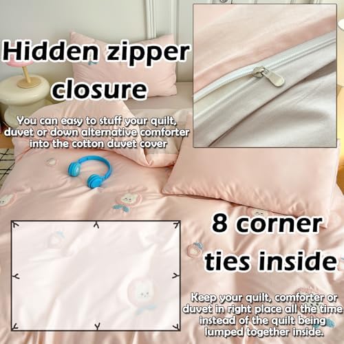 MorroMorn Twin Duvet Cover Set Peach Pink