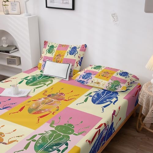 Fizzenobia Bug Sheets Twin XL Set - Kids Bedding Decor