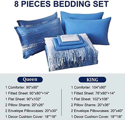 Dinjoy Ombre Blue Comforter Set Twin Size Reversible