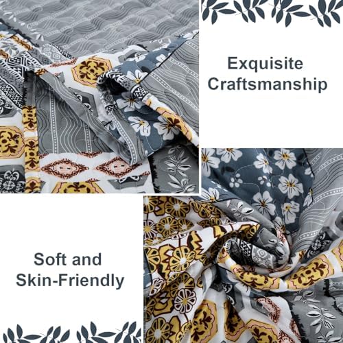 Mybedsoul Dark Grey Plaid Quilt Set King Size