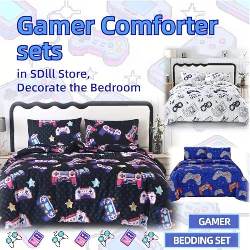 SDIII White Gamer Duvet Cover Set Twin with Pillowcases