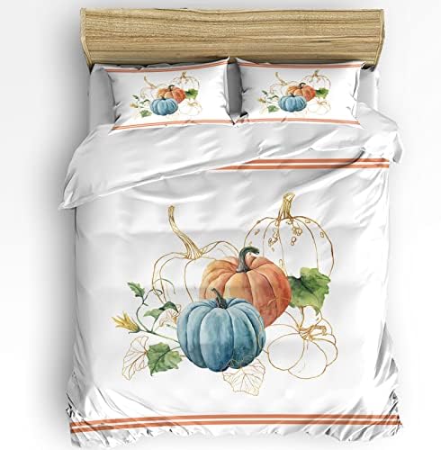 OComster Cal King Duvet Cover Set 3 Piece Pumpkin Striped