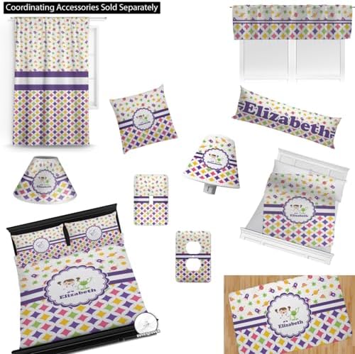 Personalized Girls Space Geometric Print Comforter Set Twin XL